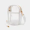 Fashnzfab Solid Faux Leather Transparent Rectangle Crossbody Bag In White