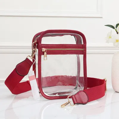 Fashnzfab Solid Faux Leather Transparent Rectangle Crossbody Bag In White