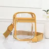 Fashnzfab Solid Faux Leather Transparent Rectangle Crossbody Bag In Yellow