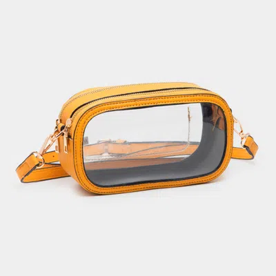 Fashnzfab Solid Faux Leather Transparent Rectangle Crossbody Bag In Yellow