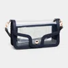 Fashnzfab Solid Faux Leather Transparent Rectangle Shoulder Bag In Blue