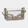 Fashnzfab Solid Faux Leather Transparent Rectangle Shoulder Bag In Gold