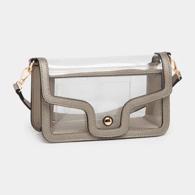 Fashnzfab Solid Faux Leather Transparent Rectangle Shoulder Bag In Gold