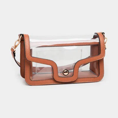Fashnzfab Solid Faux Leather Transparent Rectangle Shoulder Bag In Multi