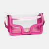 Fashnzfab Solid Faux Leather Transparent Rectangle Shoulder Bag In Pink
