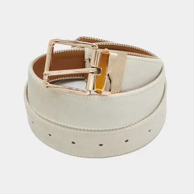 Fashnzfab Solid Faux Suede Belt In Sand