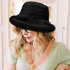 Fashnzfab Solid Faux Suede Plush Bucket Hat In Black