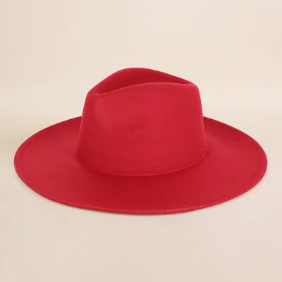 Fashnzfab Solid Fedora Panama Hat In Red