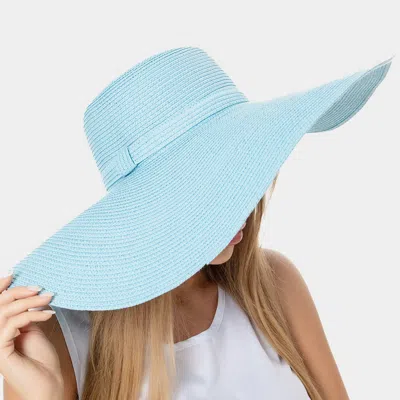Fashnzfab Solid Floppy Straw Sun Hat In Blue