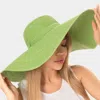 Fashnzfab Solid Floppy Straw Sun Hat In Green