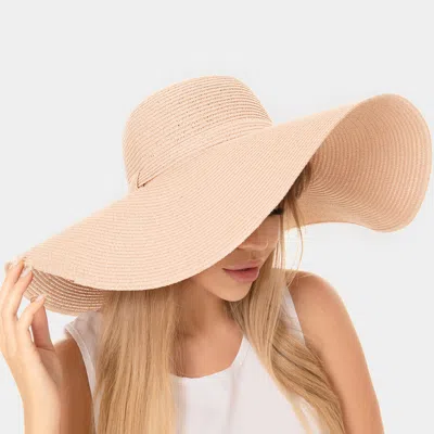 Fashnzfab Solid Floppy Straw Sun Hat In Pink