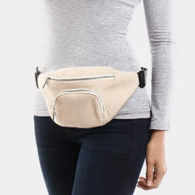 Fashnzfab Solid Fluffy Faux Fur Sling Backpack / Fanny Pack In White