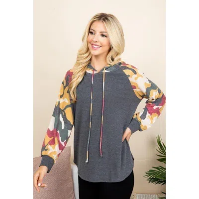 Fashnzfab Solid French Terry Casual Hoodie In Pink