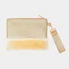 Fashnzfab Solid Fur Clutch Bag In Gold