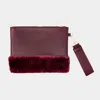 Fashnzfab Solid Fur Clutch Bag In Red