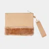 Fashnzfab Solid Fur Clutch Bag In Sand