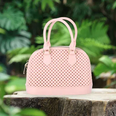 Fashnzfab Solid Jelly Rubber Tote / Crossbody Bag In Pink