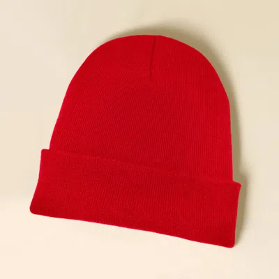 Fashnzfab Solid Knit Beanie Hat In Red