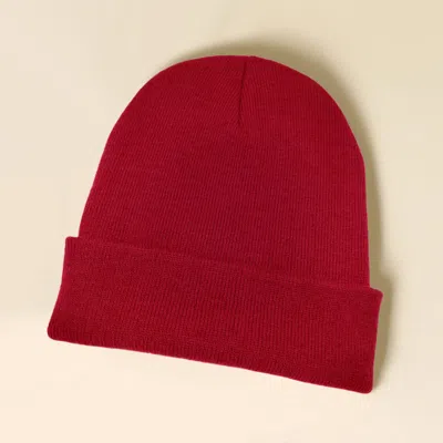 Fashnzfab Solid Knit Beanie Hat In Red