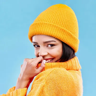 Fashnzfab Solid Knit Beanie Hat In Yellow