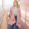 Fashnzfab Solid Knit Front Pockets Vest Poncho In Pink