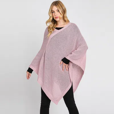 Fashnzfab Solid Knit Loose Fit Poncho In Pink
