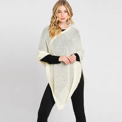 Fashnzfab Solid Knit Loose Fit Poncho In White