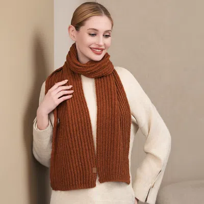 Fashnzfab Solid Knit Oblong Scarf In Brown