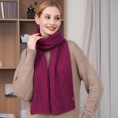 Fashnzfab Solid Knit Oblong Scarf In Pink