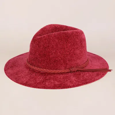 Fashnzfab Solid Knit Panama Hat In Red