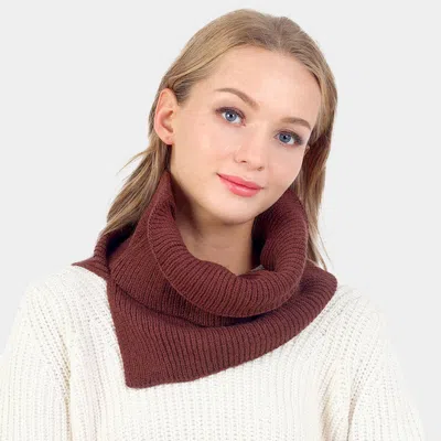 Fashnzfab Solid Knit Snood Scarf In Brown