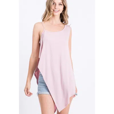 Fashnzfab Solid Knit Top Is Fearing A Round Neckline And Side Hi-low In Pink