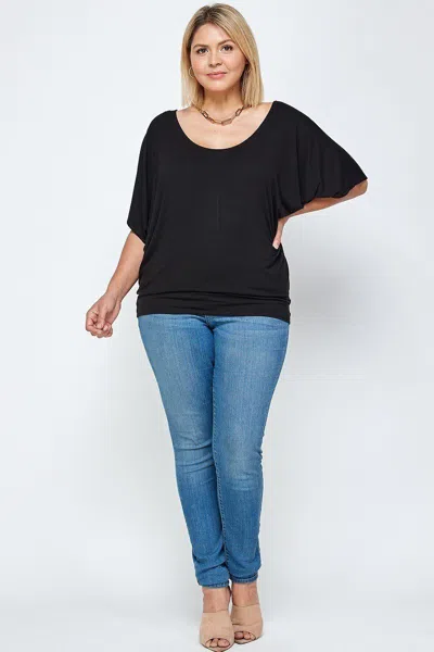 Fashnzfab Solid Knit Top, With A Flowy Silhouette In Black