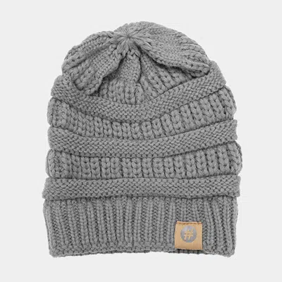 Fashnzfab Solid Knitted Hashtag Beanie Hat In Gray