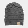 Fashnzfab Solid Knitted Hashtag Beanie Hat In Pink
