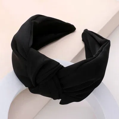 Fashnzfab Solid Knot Burnout Headband In Black