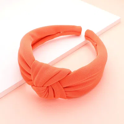 Fashnzfab Solid Knot Burnout Headband In Orange