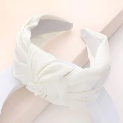 Fashnzfab Solid Knot Burnout Headband In White