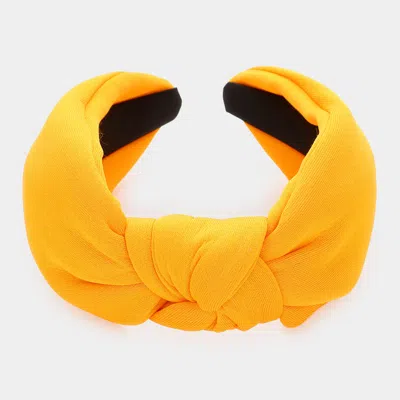 Fashnzfab Solid Knot Burnout Headband In Yellow