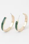 Fashnzfab Solid Lined Hoop Earrings In Green
