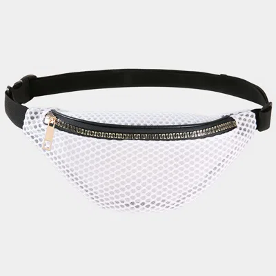 Fashnzfab Solid Mesh Fanny Pack In White