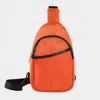Fashnzfab Solid Mesh Sling Bag In Orange