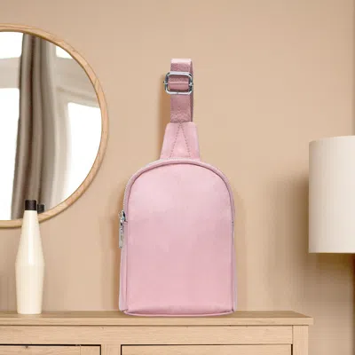 Fashnzfab Solid Nylon Mini Sling Bag In Pink