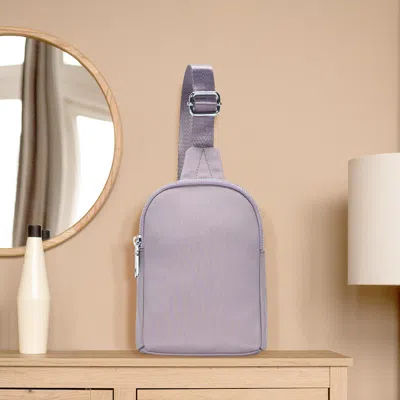 Fashnzfab Solid Nylon Mini Sling Bag In Purple