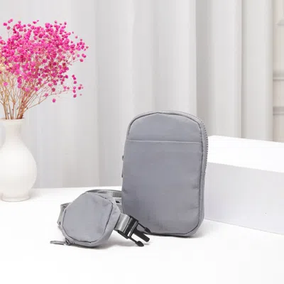 Fashnzfab Solid Nylon Sling Bag 4.75" X 1.2" X 7.5" Crossbody Bag In Gray
