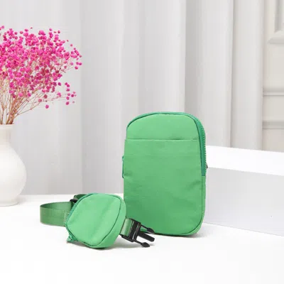 Fashnzfab Solid Nylon Sling Bag 4.75" X 1.2" X 7.5" Crossbody Bag In Green