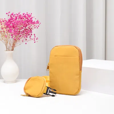 Fashnzfab Solid Nylon Sling Bag 4.75" X 1.2" X 7.5" Crossbody Bag In Yellow