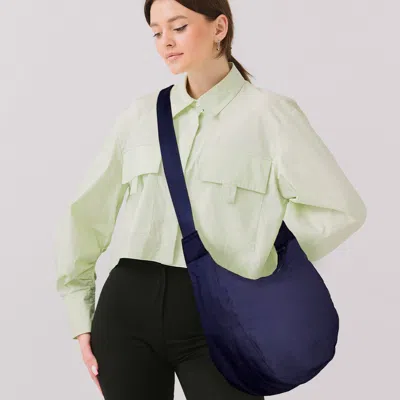 Fashnzfab Solid Nylon Sling Bag / Crossbody Bag In Blue