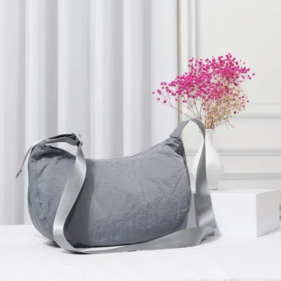 Fashnzfab Solid Nylon Sling Bag / Crossbody Bag In Gray