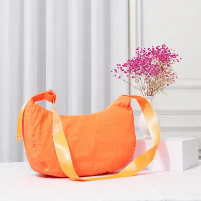 Fashnzfab Solid Nylon Sling Bag / Crossbody Bag In Orange